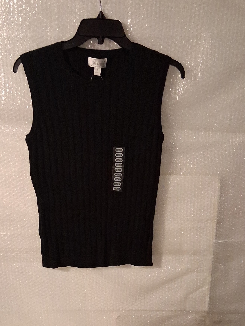 Foxcroft Size Medium Black  Womens Cable Knit Crew Neck Sweater Vest Sleeveles